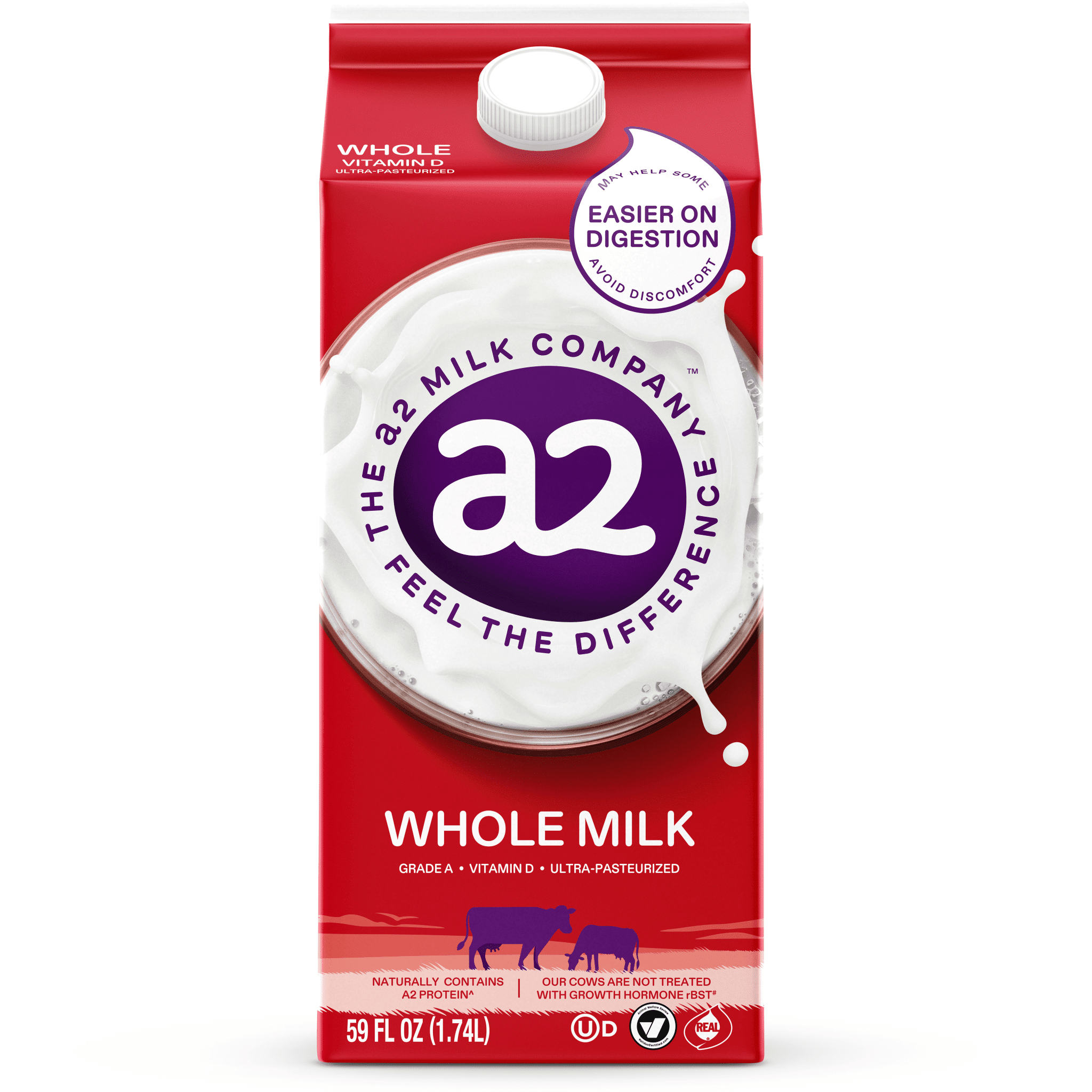 A2 Milk® Ultra-Pasteurized Whole Milk, 59 fl oz Carton